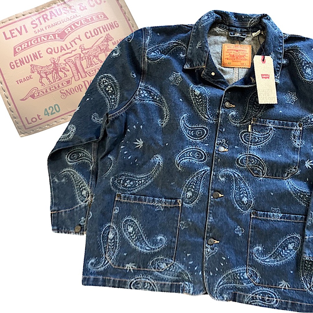 Levi’s X Snoop Dogg LOT 420 Paisley Denim Trucker Jacket Green Tab Unreleased